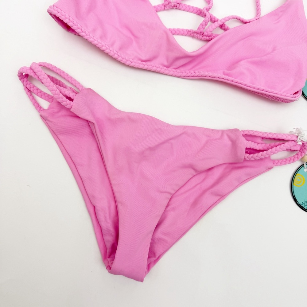Frankie’s Bikinis Pitaya Kaia Bikini Top & Bottoms Two (2) Piece Swim Set Pink - Picture 4 of 11